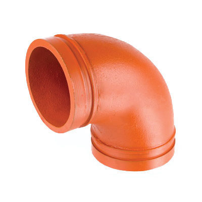 Smith-Cooper® Cooplok™ Orange Painted Ductile Iron 90 deg Standard Radius Elbow, Grooved, Import